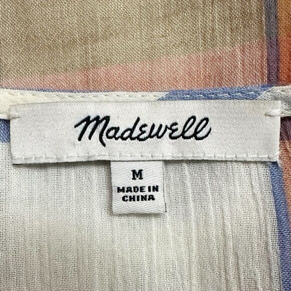 Madewell V-neck Textured Plaid Shoulder-Ruffle Top - Picture 10 of 13